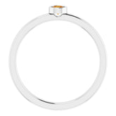 14K White 3 mm Natural Citrine Ring